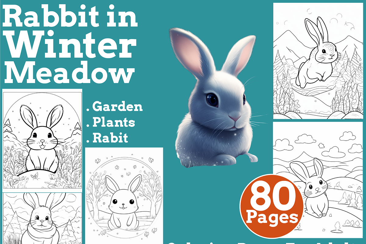 Rabbit in Winter Meadow Coloring, an Animal Illustration by martinblan (Photo 1 of 4)