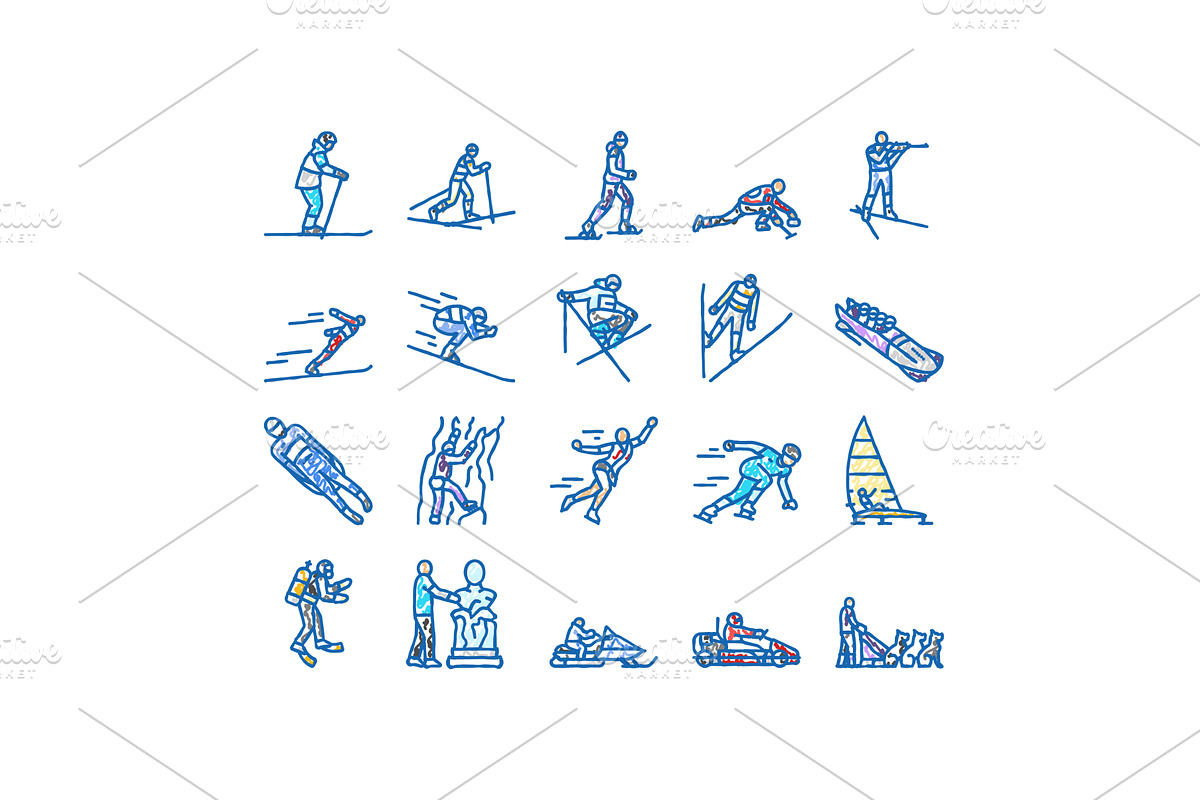 winter sport ski snow jump icons, an Object Illustration by pikepicture