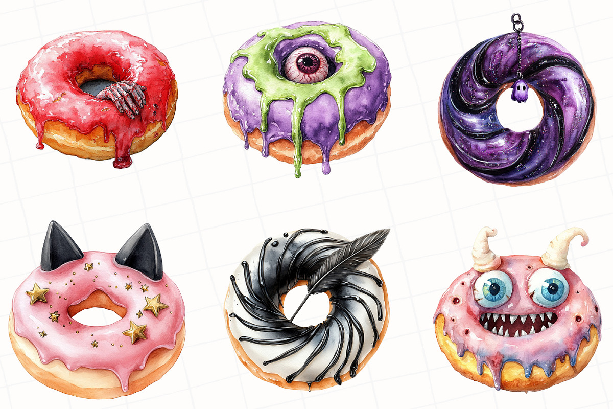 Spooky Halloween Donut Clipart, an Illustration by OK Design (Photo 2 of 5)