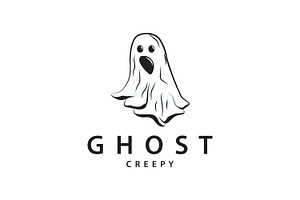 Spooky Ghost Logo Simple Halloween, a Branding & Logo Template by Maylianaw28