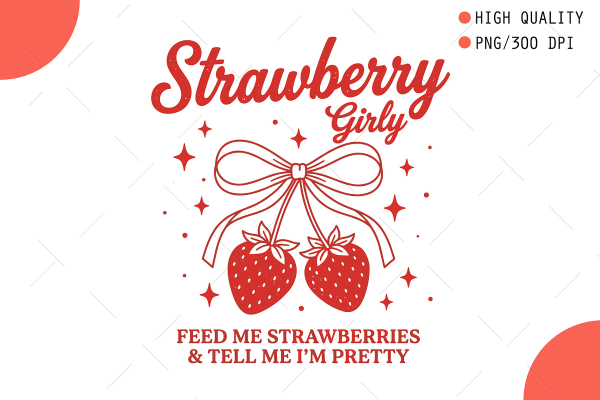 Vintage Cute Strawberry Girly PNG, an Illustration by OK Design (Photo 1 of 5)