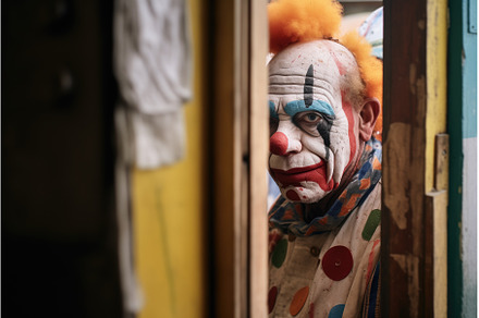 clown in a tattered costume lurking, an Abstract Photo by Sergey Kotenev