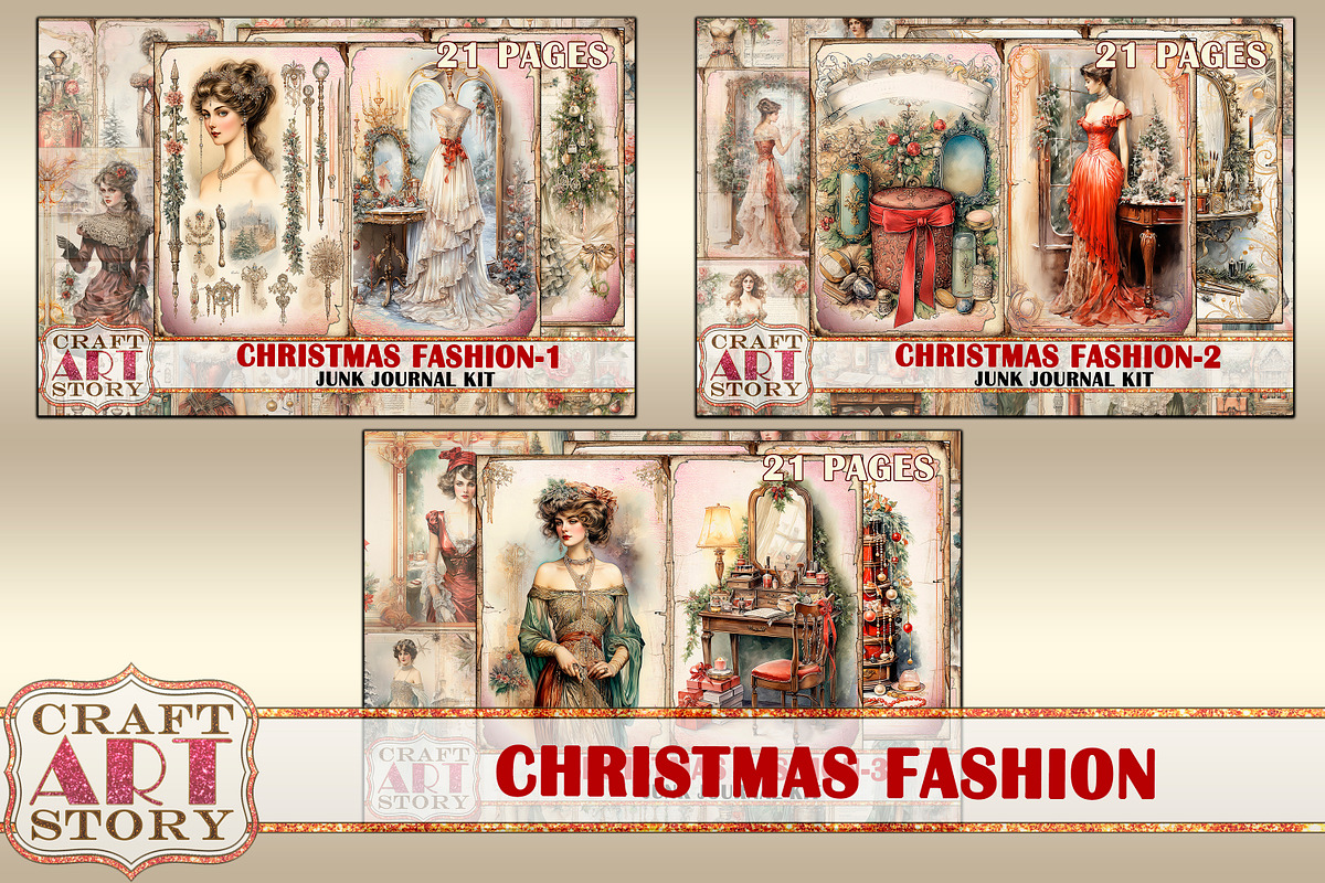 Vintage Christmas Fashion-1, a Person Illustration by CraftArtStory (Photo 6 of 8)