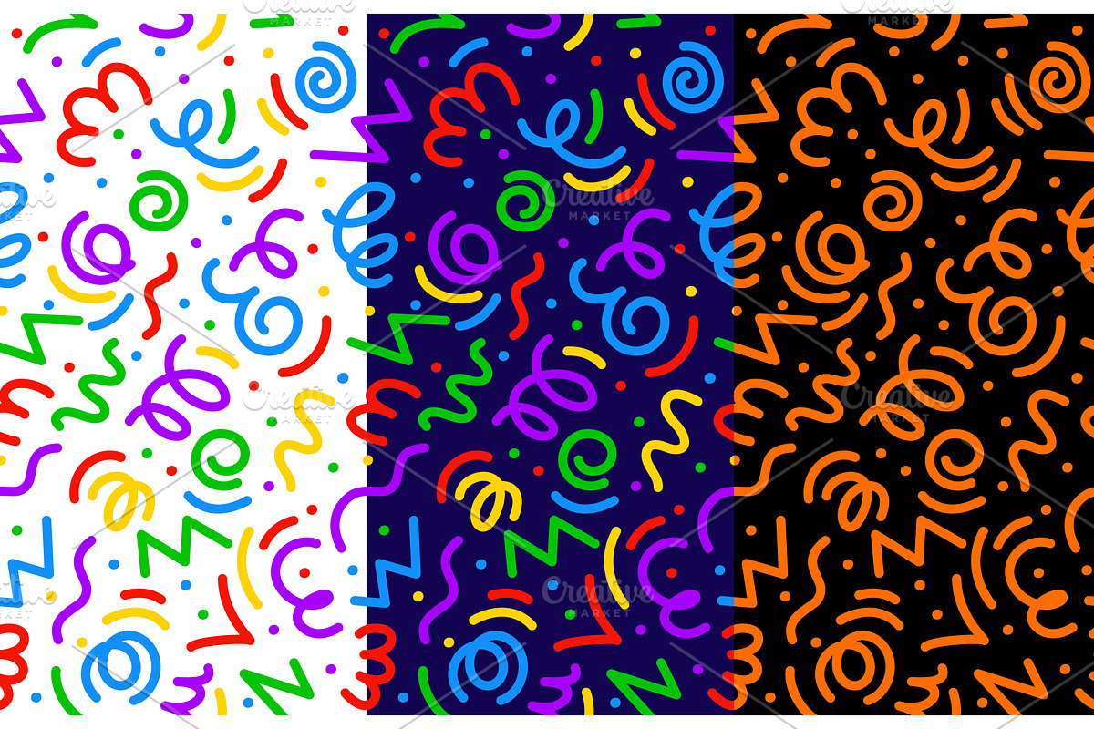 Kids holiday squiggle line pattern, a Decorative Illustration by Vector Tradition