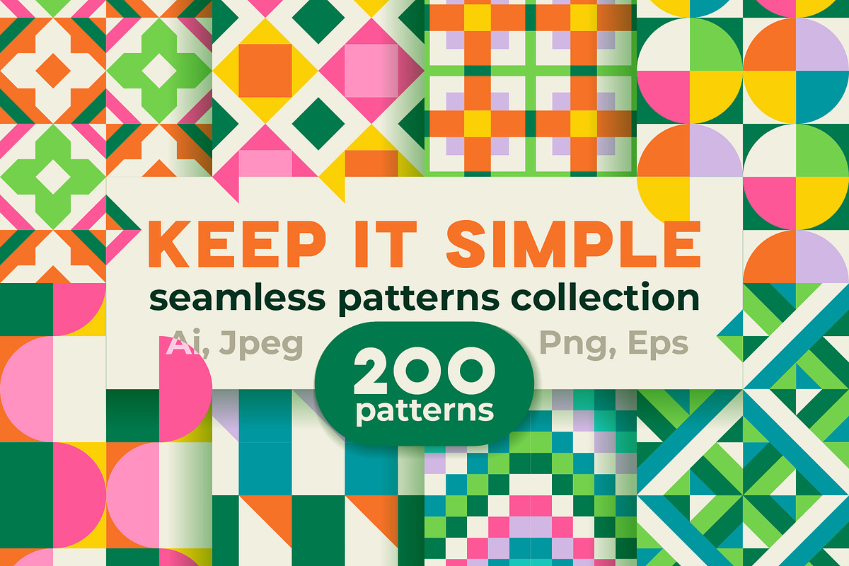 Simple Geometric Seamless Patterns, a Pattern Graphic by AnnArt (Photo 1 of 9)