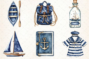 Watercolor Blue Nautical Clipart, an Illustration by Libby Wishes (Thumbnail 4 of 6)