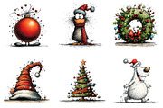 Whimsical Christmas Clipart, an Illustration by designcity5 (Thumbnail 2 of 5)