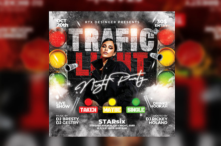 Traffic Light Party Flyer, a Flyer Template by RTXdesinger99