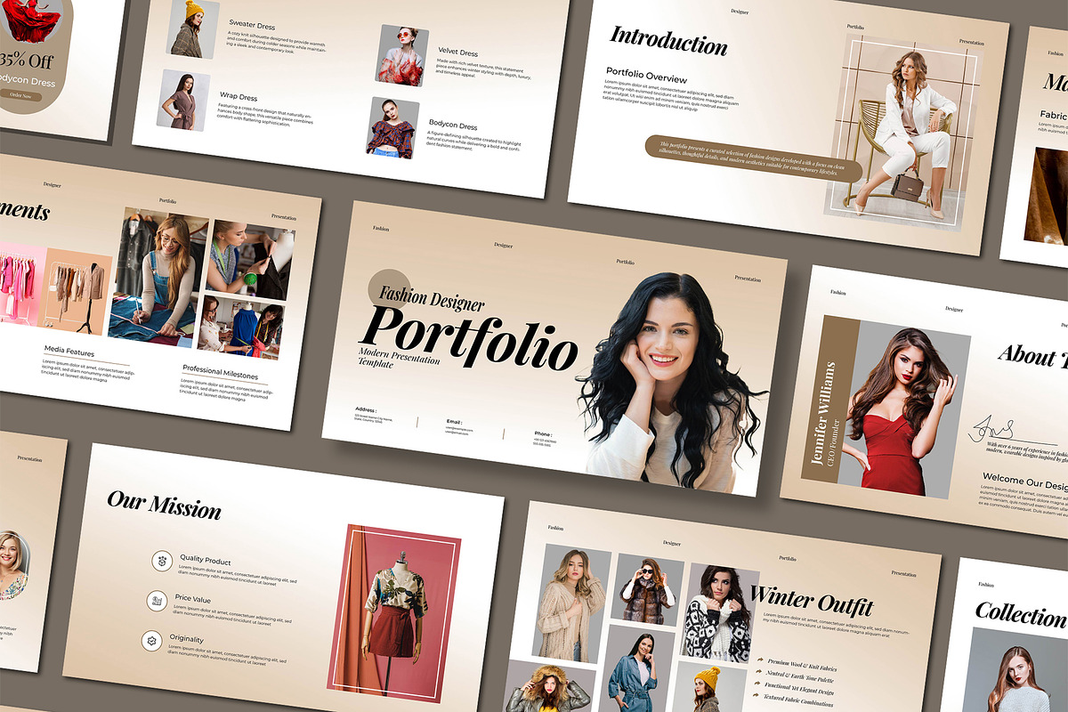 Modern Fashion Designer Portfolio, a Presentation Template by Mighty-Slide (Photo 1 of 6)
