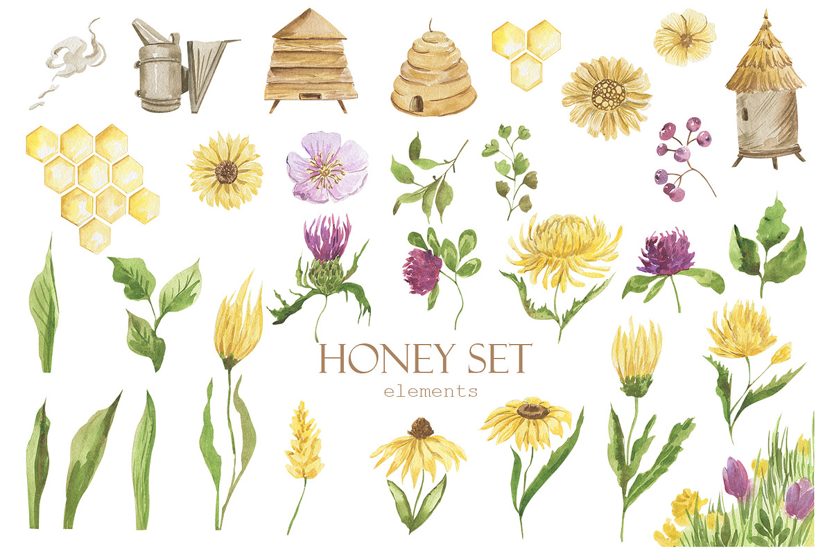Honey watercolor set, a Food Illustration by Love Watercolor Store (Photo 7 of 10)