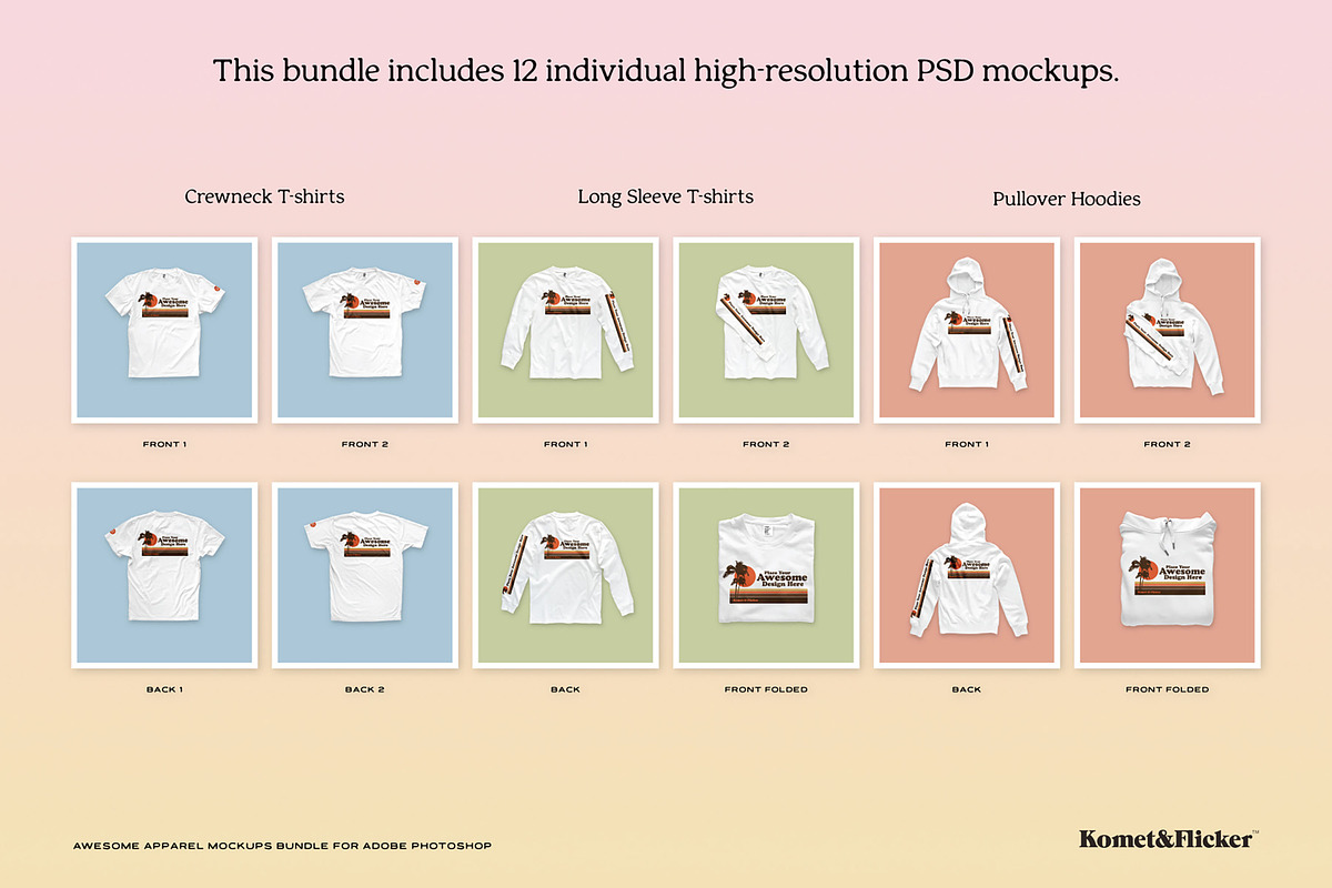 Awesome Apparel Mockups Bundle, a Shirt Mockup by Komet & Flicker (Photo 2 of 14)