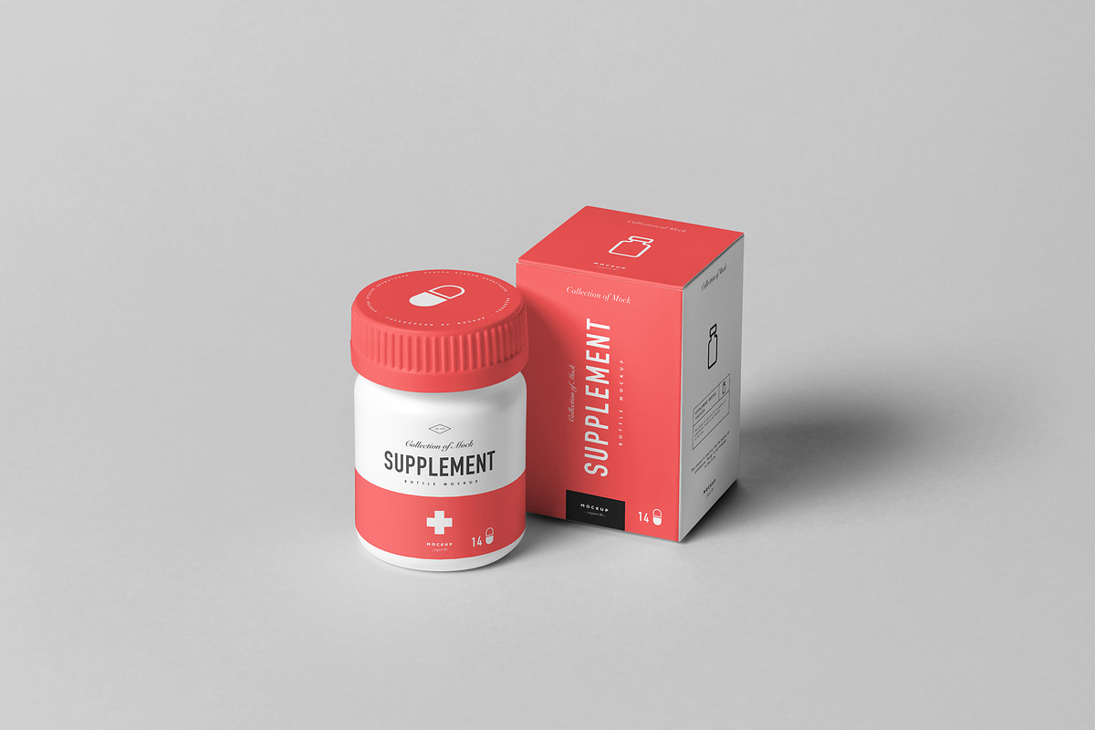 Supplement Jar & Box Mock-up 7, a Packaging Mockup by Yogurt86 (Photo 2 of 12)