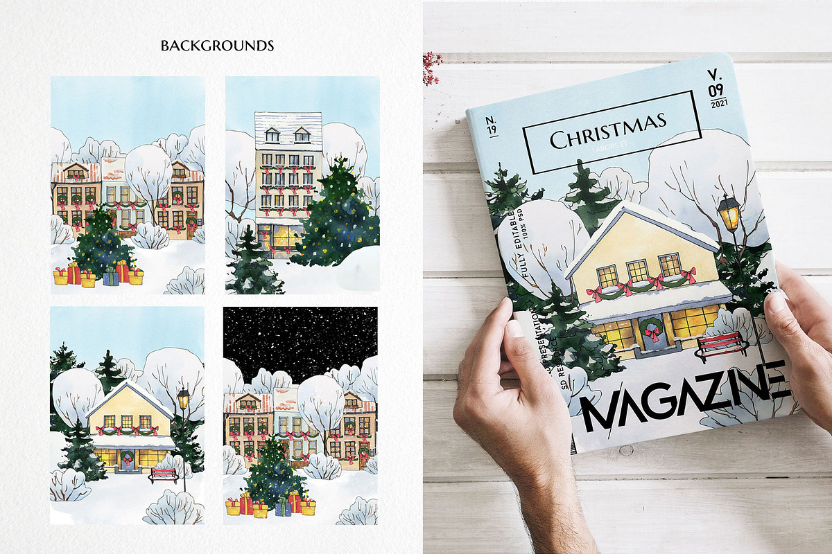 Winter town Christmas house clipart, a Person Illustration by LyubovZaytseva (Photo 12 of 23)