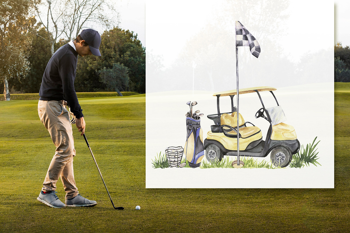 Golf Club Watercolor Collection, a Sport Illustration by WatercolorElena (Photo 6 of 13)