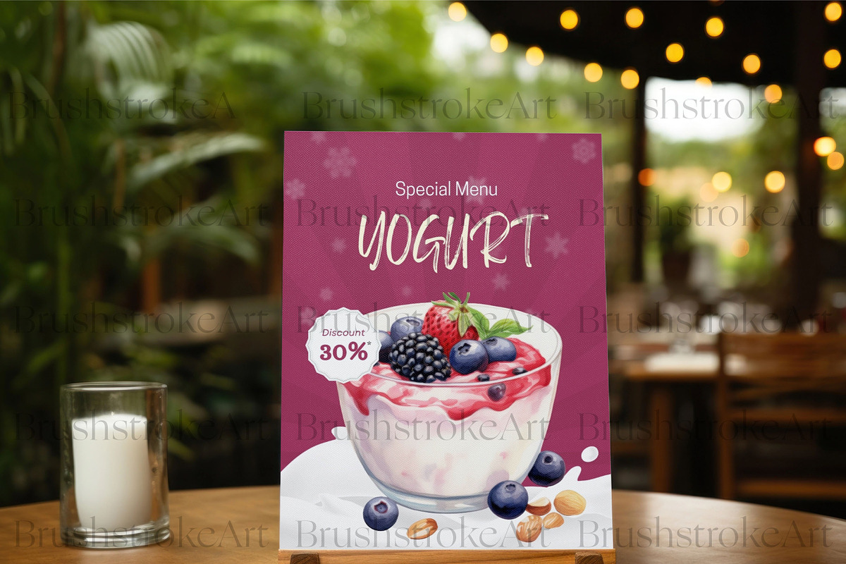 Watercolor Yogurt Clipart, Acai Bowl, a Food Illustration by BrushstrokeArtGB (Photo 9 of 9)