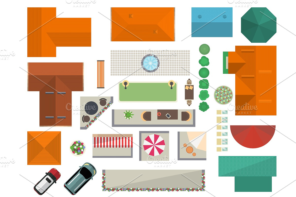Top view landscape design set, an Object Graphic by studioworkstock