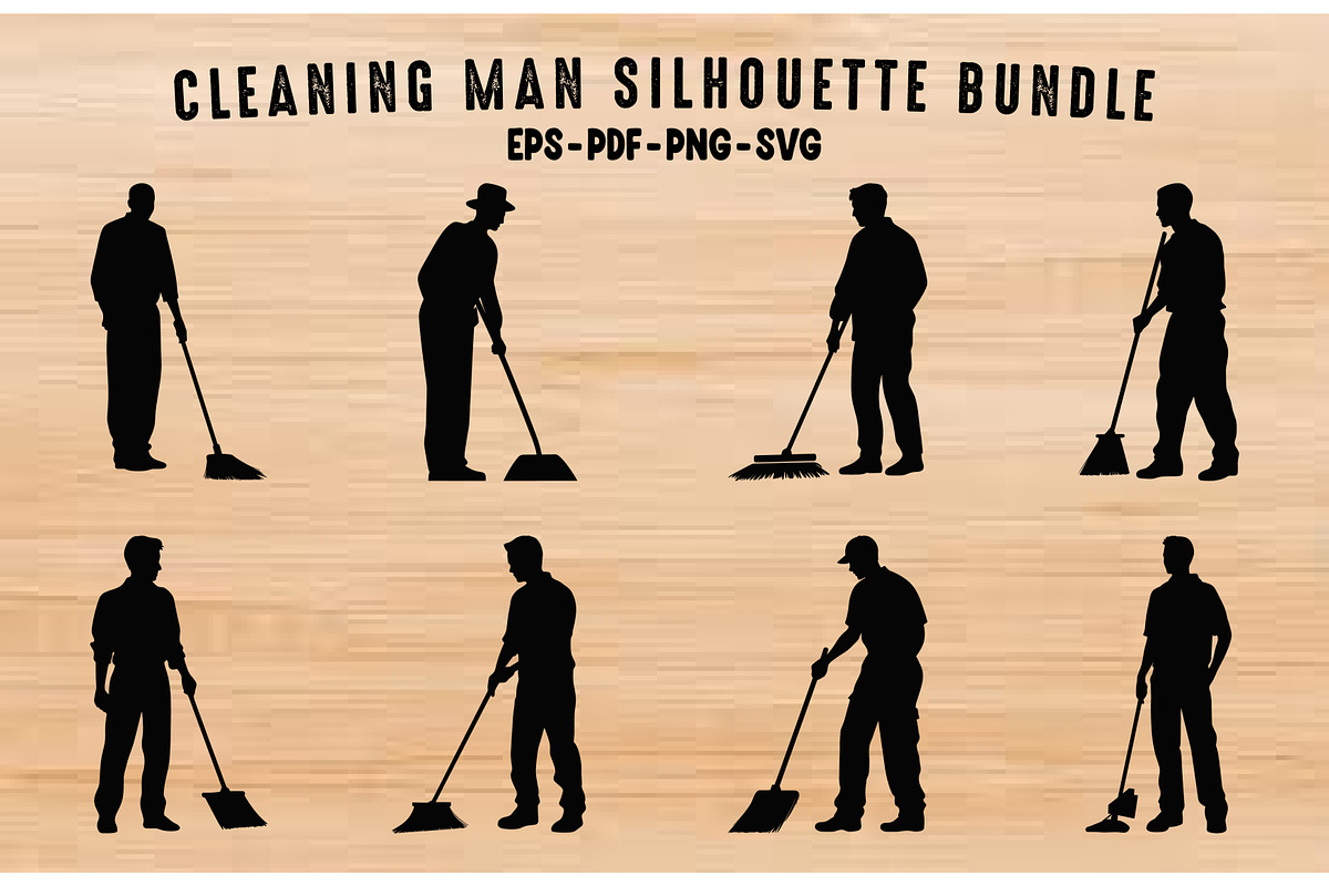 Cleaning Man Silhouette Vector Set, a Work Illustration by Gfx Expert Team (Photo 1 of 3)