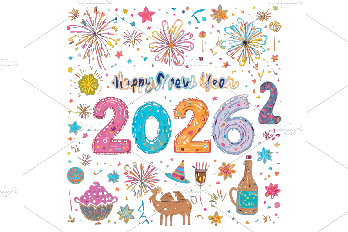 Happy New Year 2026 Celebration, a Seasonal Illustration by Creative design (Photo 6 of 7)