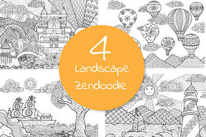 Landscape doodles, an Illustration by Somjai King