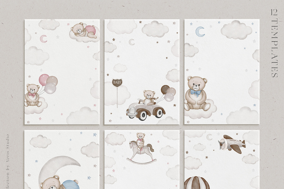 Baby Shower Bears - Kids Graphic Set, an Animal Illustration by Veris Studio (Photo 3 of 18)