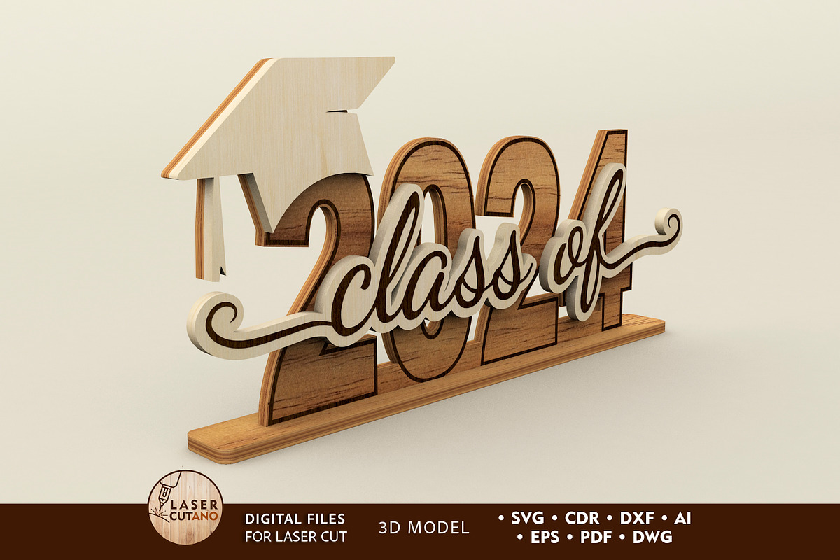 Class of 2024 Graduation Template, a Templates & Theme by LaserCutano (Photo 1 of 7)