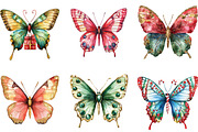 Watercolor Christmas Butterfly Clipa, an Illustration by CraftArtStudio (Thumbnail 2 of 6)