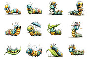 Caterpillar Whimsical Clipart, a Seasonal Illustration by Designking (Thumbnail 2 of 5)