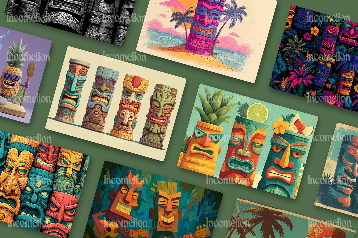 120 Tropical Tiki Mask Illustrations, a Decorative Illustration by Incomelion (Photo 14 of 20)