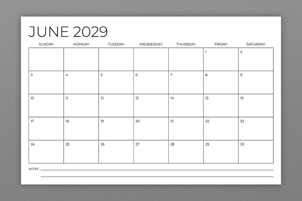 2029 11x17 Calendar Template, a Stationery Template by Running With Foxes (Photo 3 of 5)