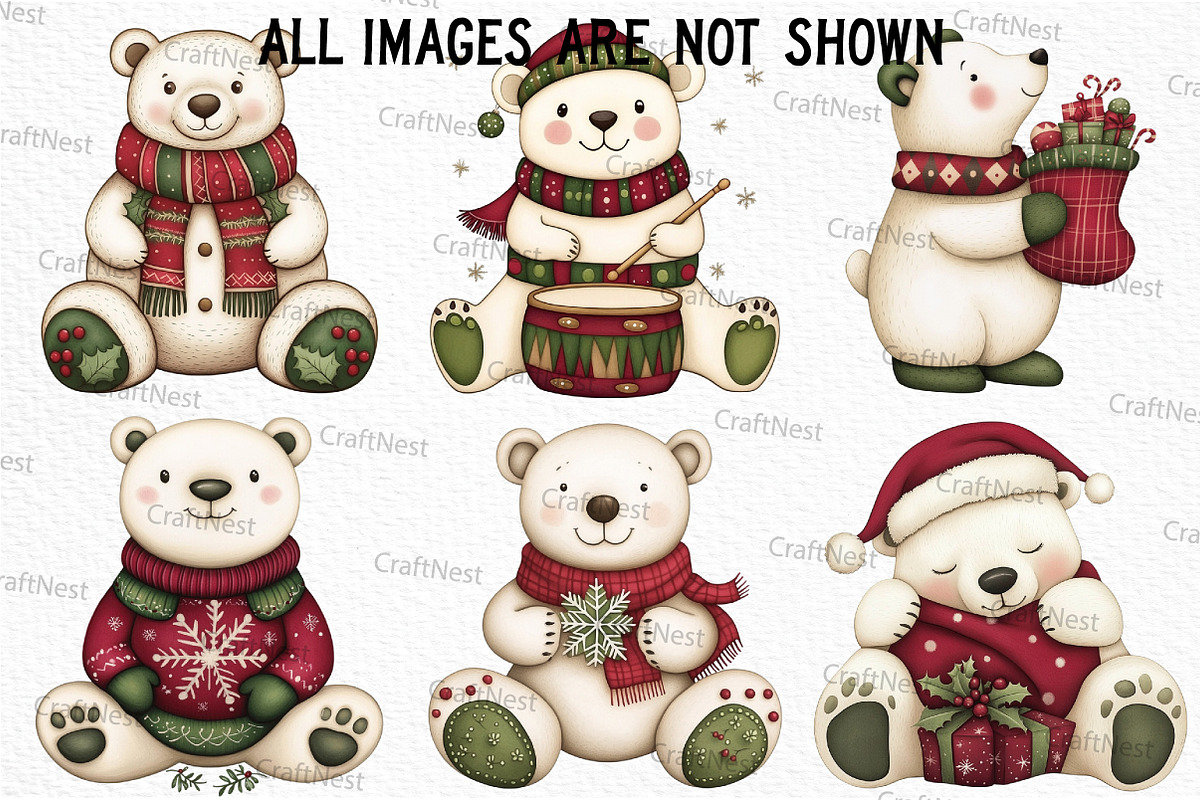 Cute Christmas Polar Bear Clipart, an Illustration by Craft Nest (Photo 5 of 6)