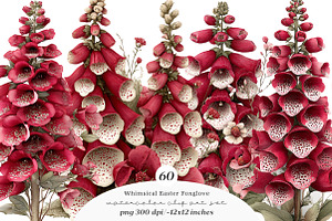 Whimsical easter foxglove clipart, an Illustration by SinaCreation