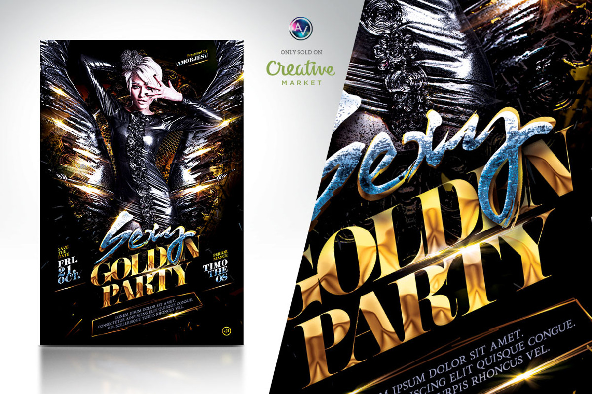 Sexy Golden Party Flyer Template, a Flyer Template by Amorjesu.com (Photo 1 of 4)