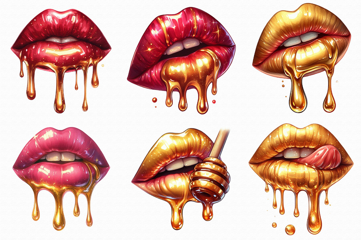Golden Lips PNG, an Illustration by Libby Wishes (Photo 2 of 8)