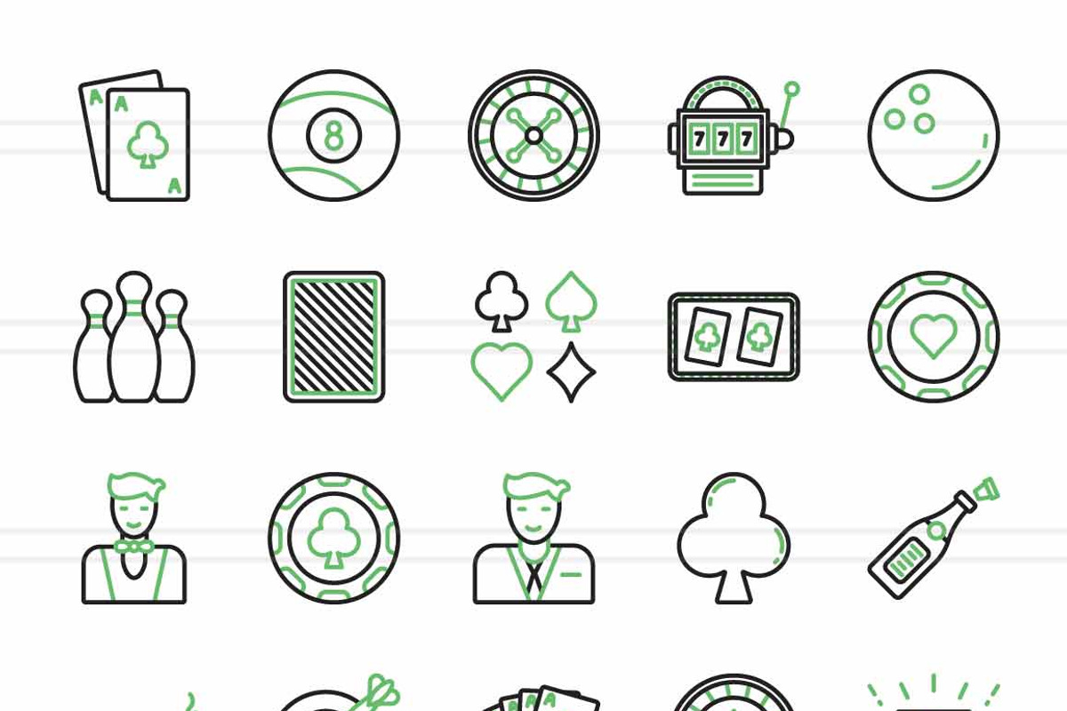 Casino Green & Black Line Icons, an Icon by IconBunny (Photo 2 of 2)
