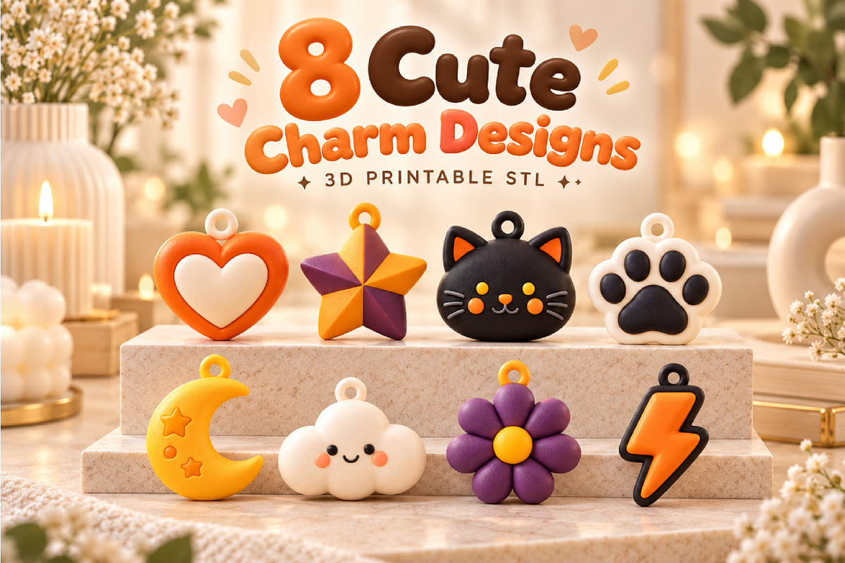 Kawaii Moon Cloud Flower KeychainSTL, an Object 3D Model by Layerology (Photo 2 of 3)