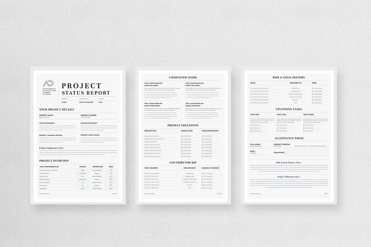 Project Status Report | Word & Indd, a Stationery Template by design_hut (Photo 2 of 6)