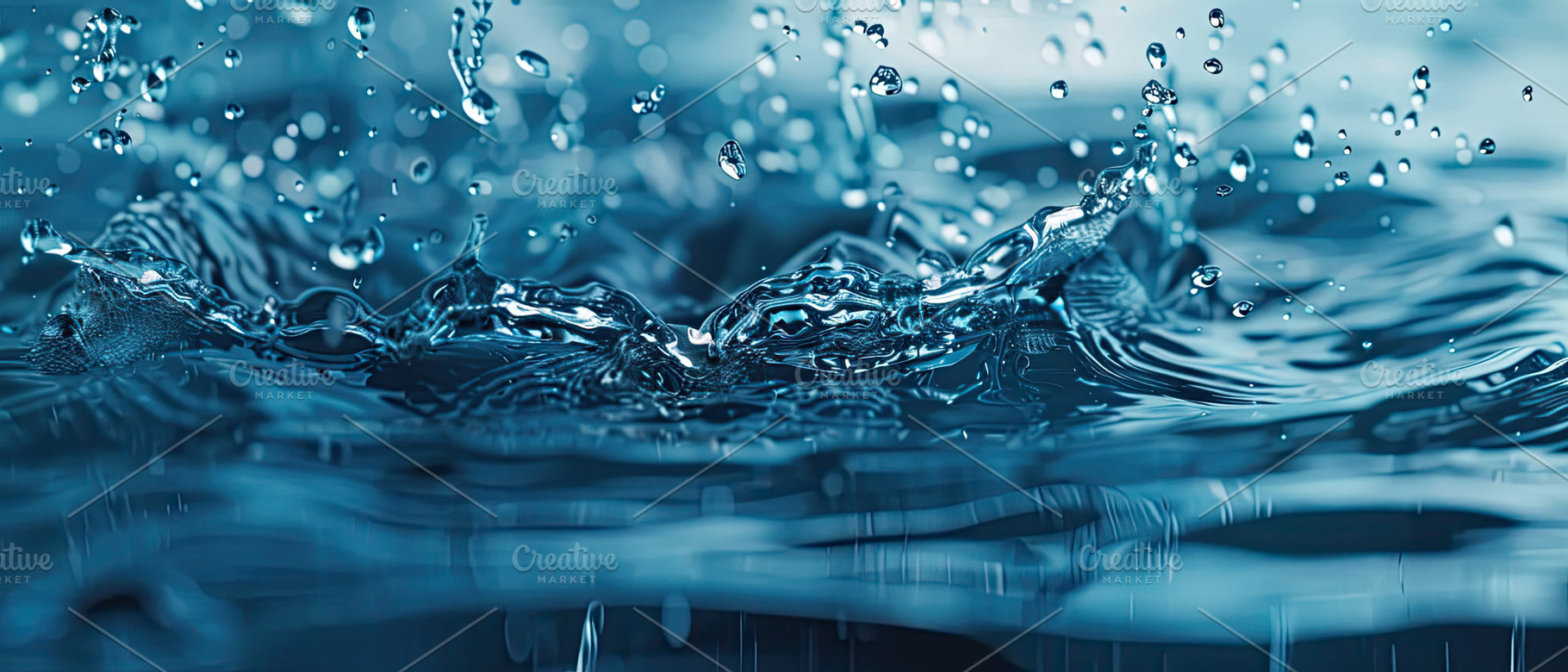 fresh water droplets, photo realisti, a Photo by LOGOCREATIVE