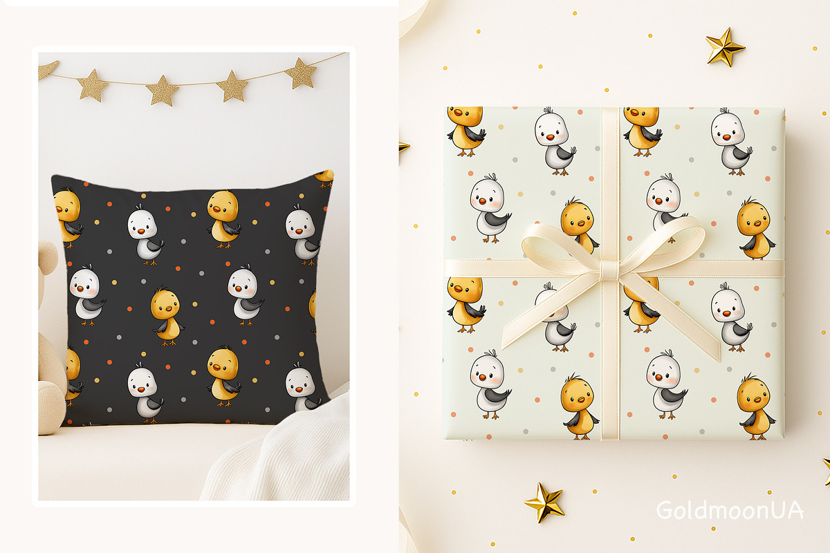Little Chicks Patterns & Clipart, an Animal Illustration by GoldmoonUA (Photo 4 of 5)