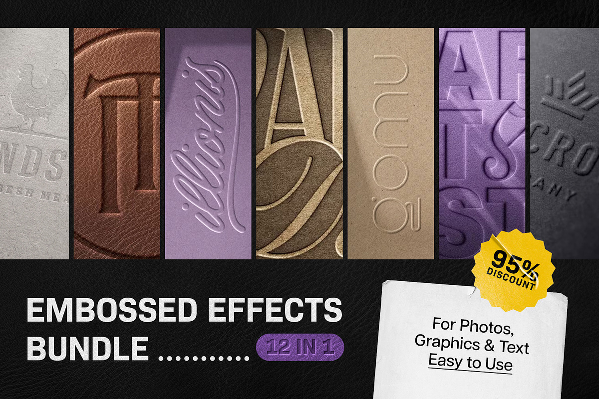 12-in-1 Embossed Effects Bundle, a Layer Style Add-On by pixelbuddha.net (Photo 1 of 13)