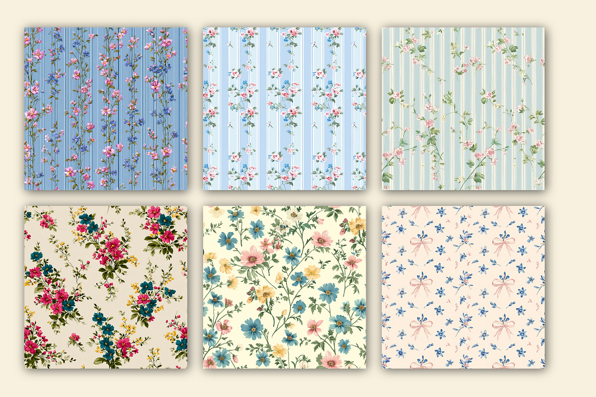 Grandmillennial Seamless Patterns, a Pattern Graphic by Libby Wishes (Photo 2 of 4)