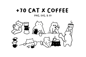 The Cat and Coffee Signature, a Food Illustration by The Journey Atelier