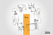 Furniture Hand drawn Vector set, a Decorative Illustration by Alltruecolours (Thumbnail 4 of 5)
