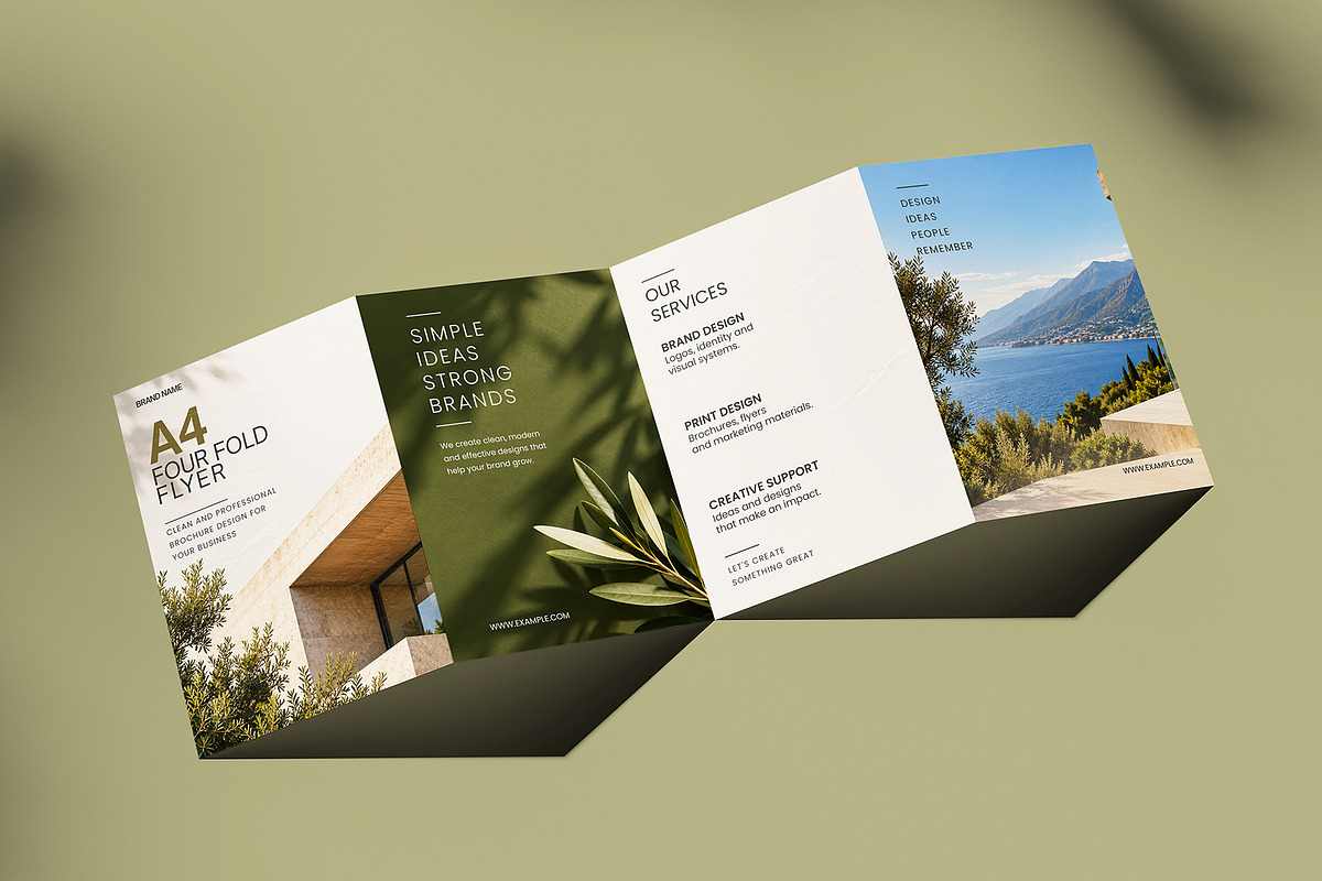 A4 Four Fold Flyer Mockup Bundle, a Books & Magazine Mockup by MockupShelf (Photo 12 of 12)