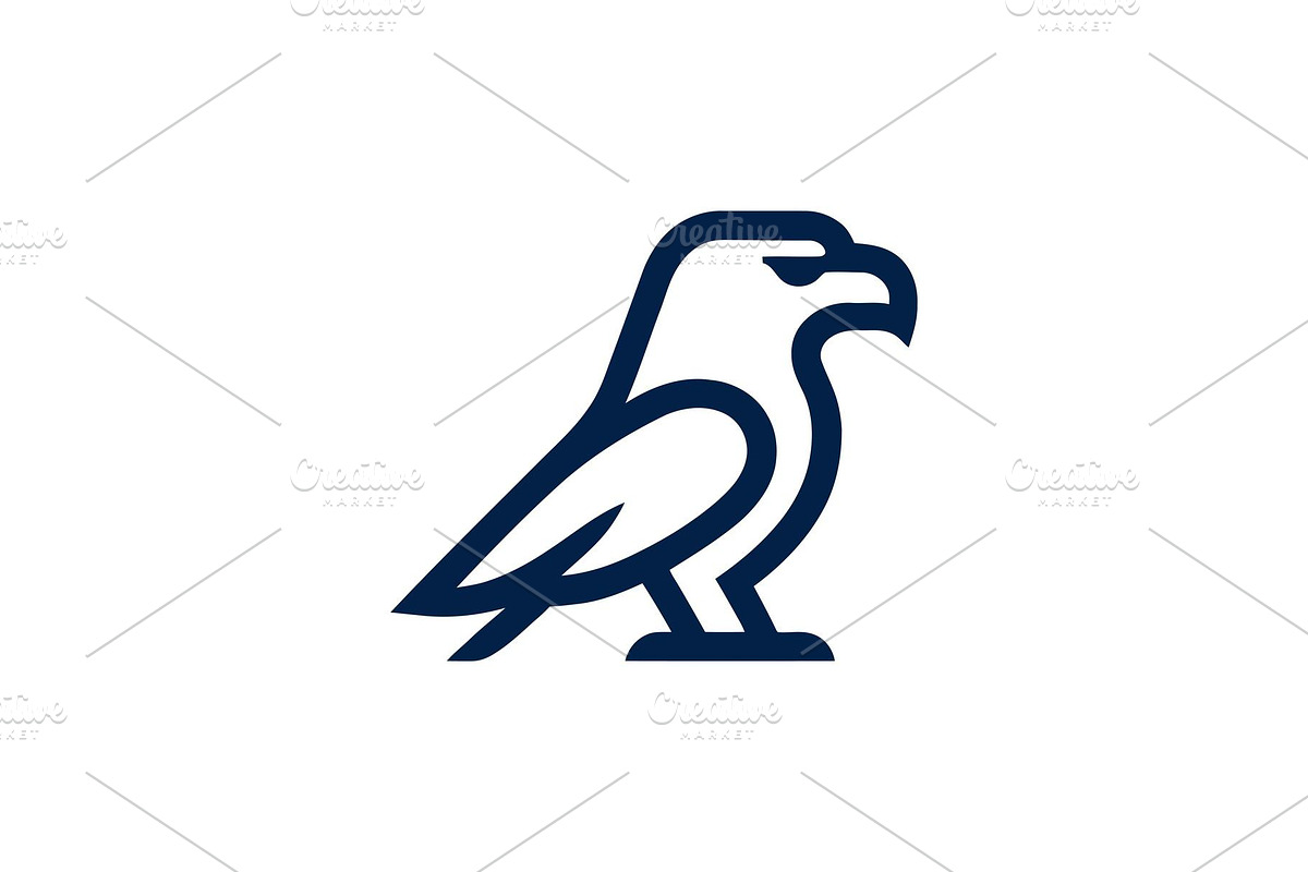Falcon line art icon for branding