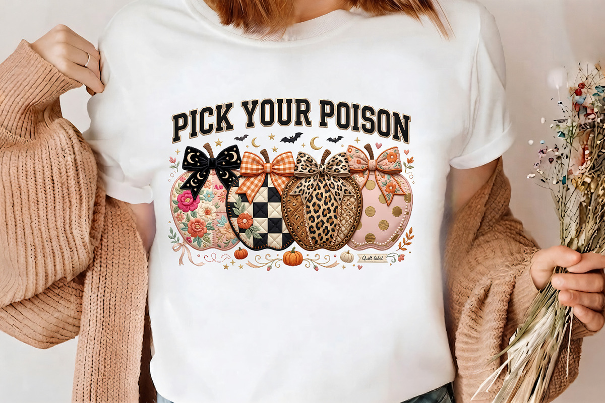 Pick Your Poison Pumpkins Bow PNG, a Seasonal Illustration by CrexoraLab (Photo 3 of 4)