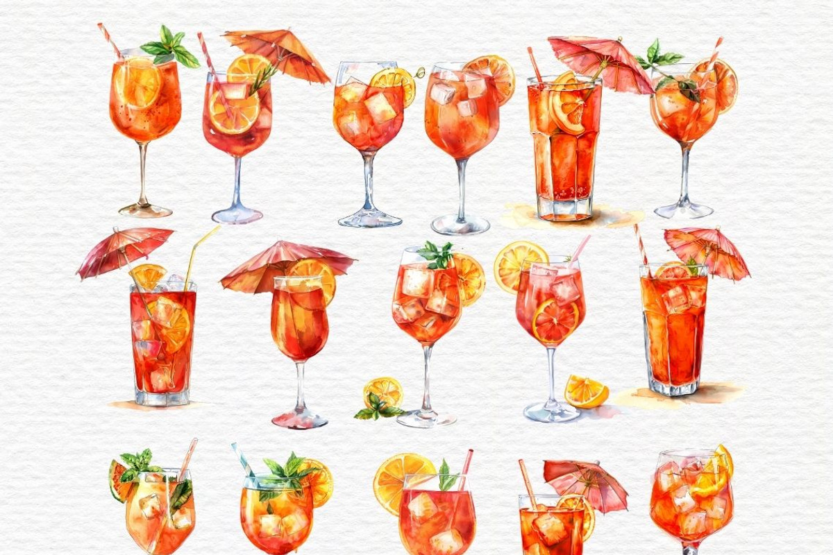 Aperol spritz clip art, Watercolor, a Food Illustration by Invite to Clipart (Photo 2 of 4)
