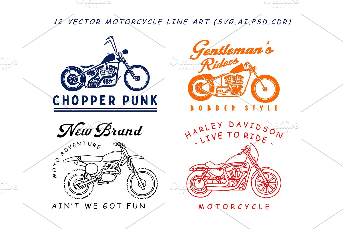 Harley-Chopper-Trucker  line Art, an Object Illustration by Ben studio (Photo 1 of 3)