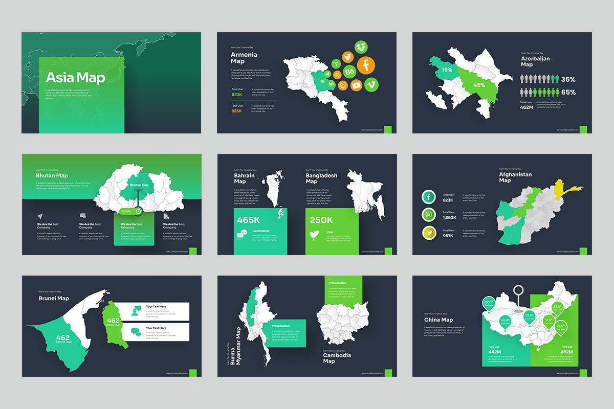 Asia Map PowerPoint Templates, a Presentation Template by Stock Shape (Photo 3 of 4)