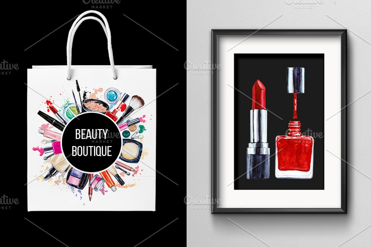Watercolor cosmetic collection, a Texture Illustration by Lina's store (Photo 3 of 9)