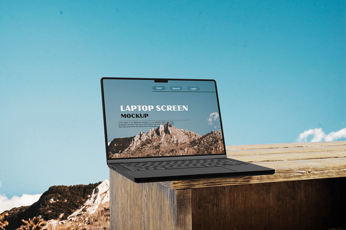 Laptop Screen Mockup, a Device Mockup by seulangagraphic (Photo 2 of 5)